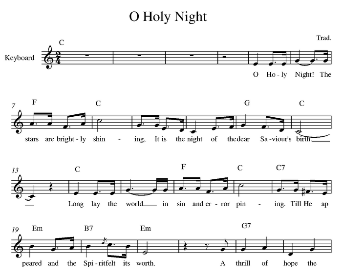 دانلود نت کیبورد (ارگ) O Holy Night